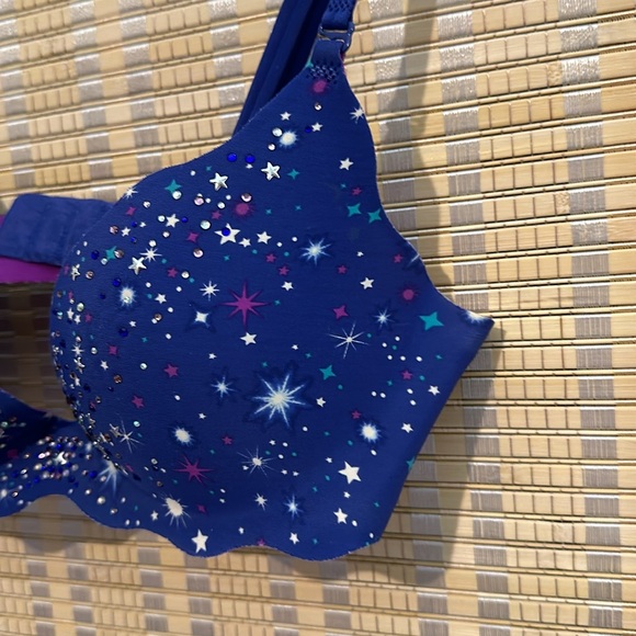 Victoria's Secret Secret Embrace Push Up Bra Blue Night Sky Sparkles 32C - Picture 6 of 14